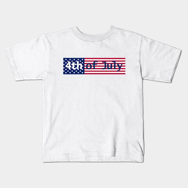 4th of July Typography on Stars and Stripes Kids T-Shirt by ellenhenryart